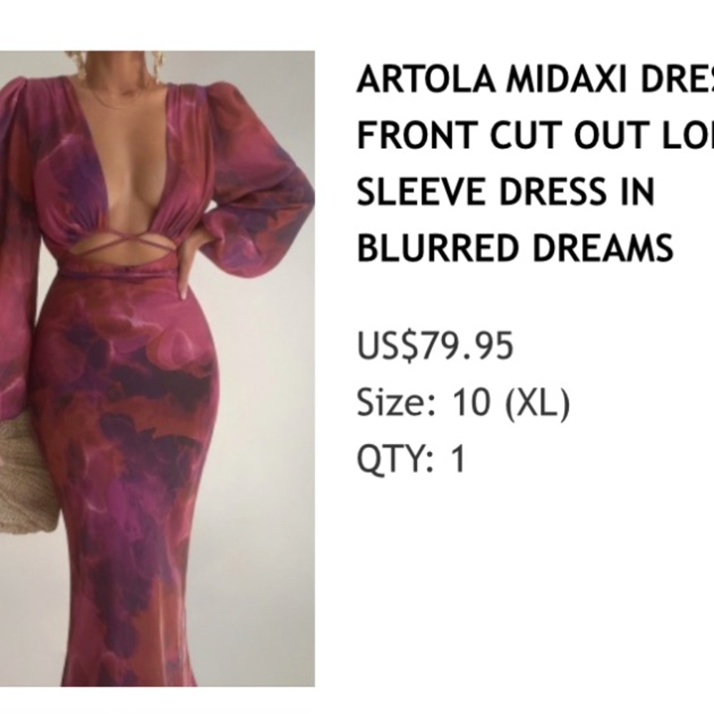 Showpo Artola Midaxi Front Cut Long Sleeve Dress - Blurred Dreams